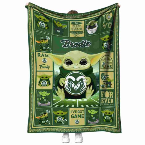 customized colorado state rams baby yoda green blanket best selling