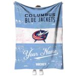 customized columbus blue jackets grunge texture navy blue white blanket best selling