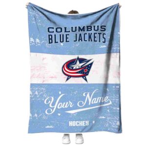 customized columbus blue jackets grunge texture navy blue white blanket best selling