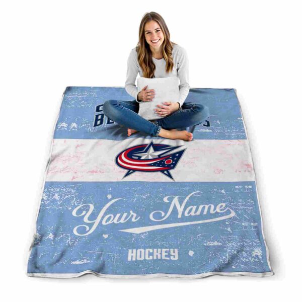 customized columbus blue jackets grunge texture navy blue white blanket high quality