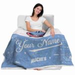 customized columbus blue jackets grunge texture navy blue white blanket latest model