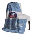 customized columbus blue jackets grunge texture navy blue white blanket top rated