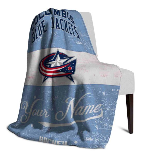 customized columbus blue jackets grunge texture navy blue white blanket top rated