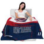 customized columbus blue jackets paint strokes navy blue white blanket latest model