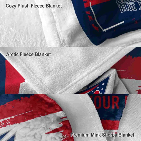 customized columbus blue jackets paint strokes navy blue white blanket premium grade
