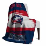 customized columbus blue jackets paint strokes navy blue white blanket top rated