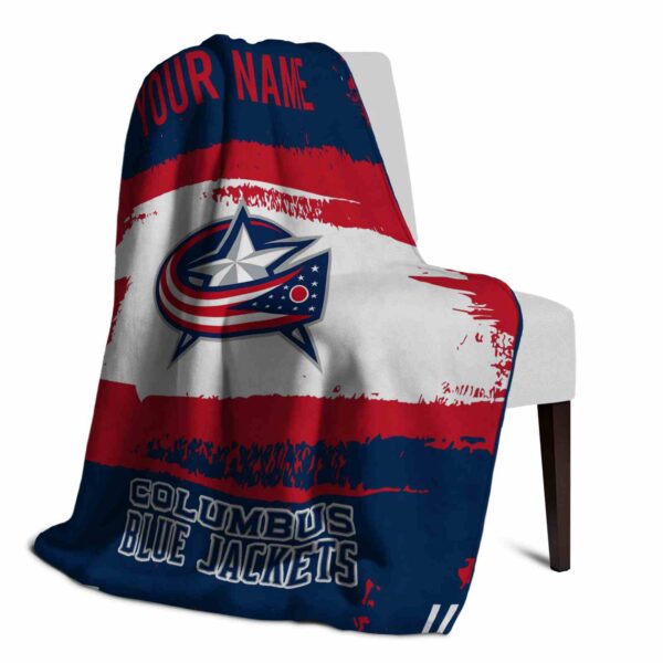 customized columbus blue jackets paint strokes navy blue white blanket top rated