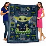 customized dallas cowboys baby yoda blue blanket fashion forward