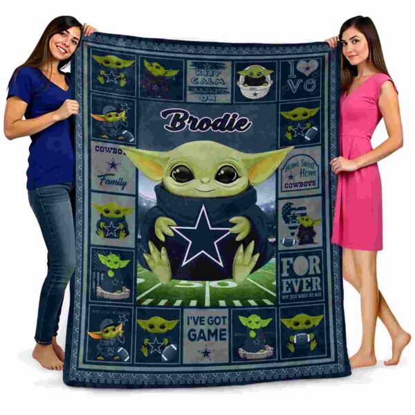 customized dallas cowboys baby yoda blue blanket fashion forward