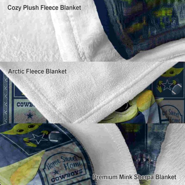 customized dallas cowboys baby yoda blue blanket premium grade