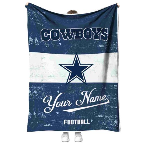 customized dallas cowboys grunge texture blue white blanket best selling