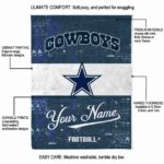 customized dallas cowboys grunge texture blue white blanket new arrival