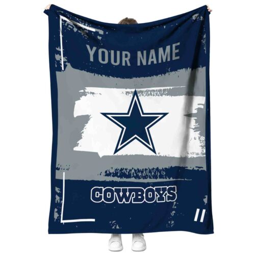 customized dallas cowboys paint strokes blue white blanket best selling