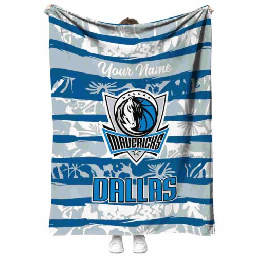 customized dallas mavericks floral stripes blue white blanket best selling