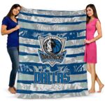 customized dallas mavericks floral stripes blue white blanket best selling