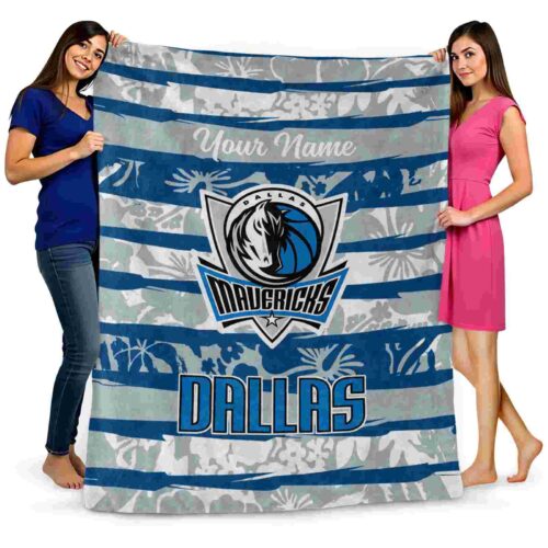 customized dallas mavericks floral stripes blue white blanket fashion forward