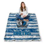customized dallas mavericks floral stripes blue white blanket best selling
