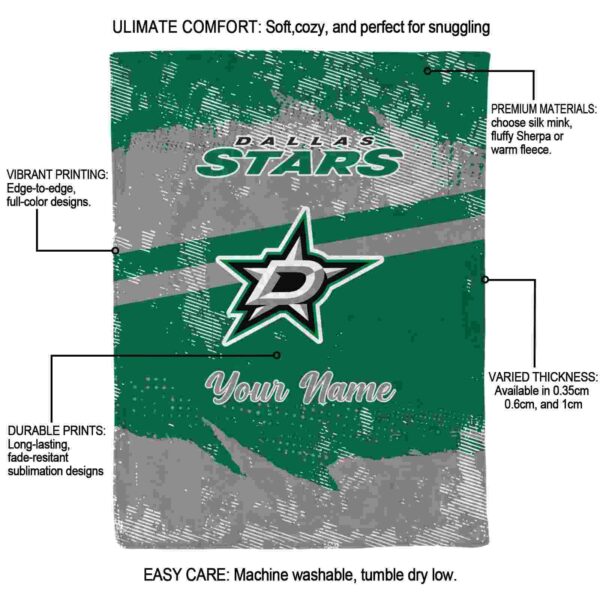 customized dallas stars grunge streaks green blanket new arrival
