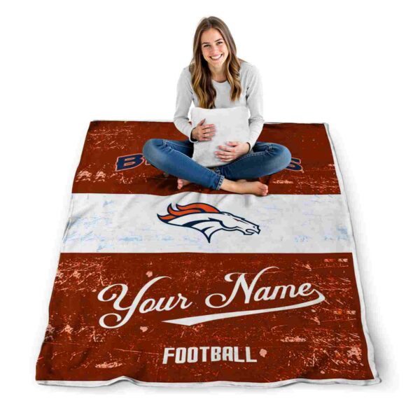 customized denver broncos grunge texture orange white blanket high quality