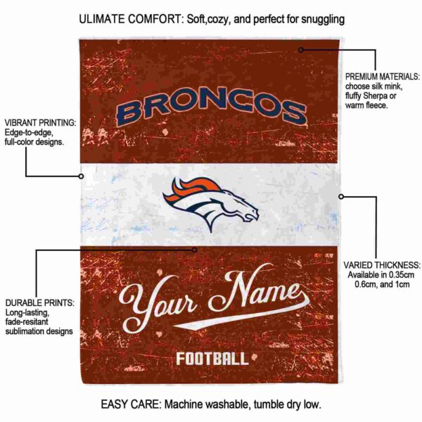 customized denver broncos grunge texture orange white blanket new arrival