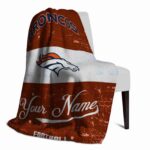 customized denver broncos grunge texture orange white blanket top rated