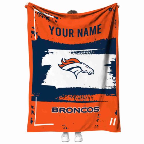 customized denver broncos paint strokes orange white blanket best selling