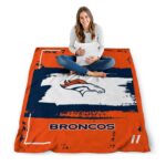 customized denver broncos paint strokes orange white blanket high quality