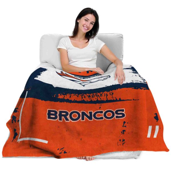 customized denver broncos paint strokes orange white blanket latest model