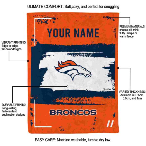 customized denver broncos paint strokes orange white blanket new arrival