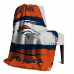 customized denver broncos paint strokes orange white blanket top rated