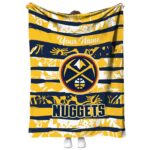 customized denver nuggets floral stripes blue white blanket best selling