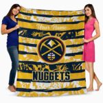 customized denver nuggets floral stripes blue white blanket best selling