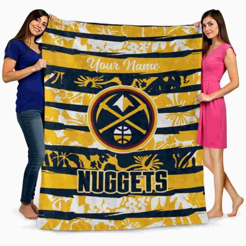 customized denver nuggets floral stripes blue white blanket fashion forward