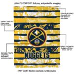customized denver nuggets floral stripes blue white blanket best selling