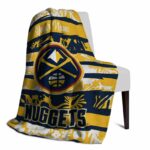 customized denver nuggets floral stripes blue white blanket best selling