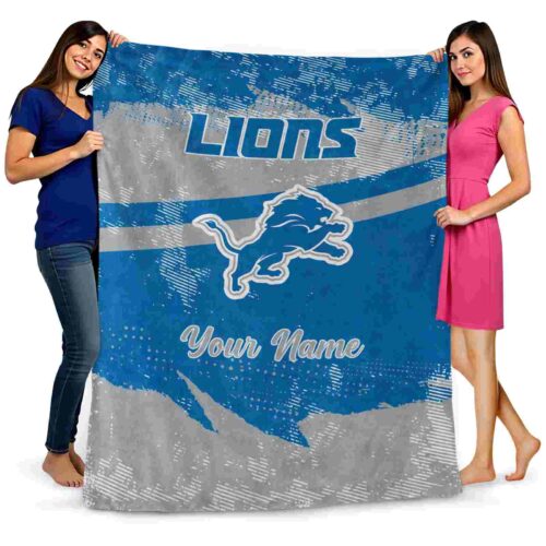 customized detroit lions grunge streaks blue blanket fashion forward