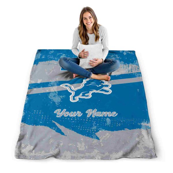 customized detroit lions grunge streaks blue blanket high quality