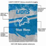 customized detroit lions grunge streaks blue blanket new arrival