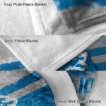 customized detroit lions grunge streaks blue blanket premium grade