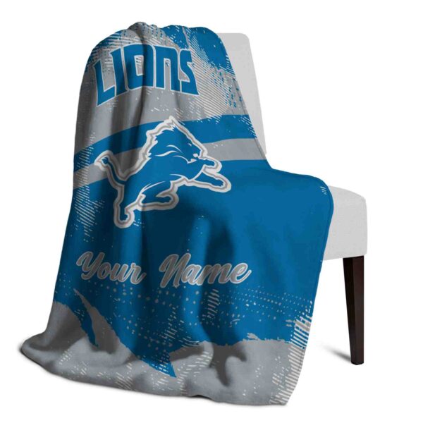 customized detroit lions grunge streaks blue blanket top rated