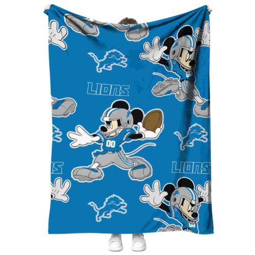 customized detroit lions mickey blue blanket best selling