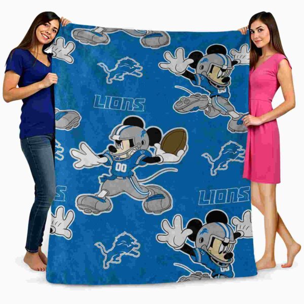 customized detroit lions mickey blue blanket fashion forward
