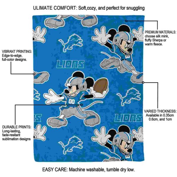 customized detroit lions mickey blue blanket new arrival