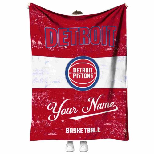 customized detroit pistons grunge texture red white blanket best selling
