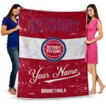 customized detroit pistons grunge texture red white blanket best selling