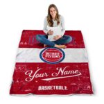 customized detroit pistons grunge texture red white blanket best selling