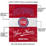 customized detroit pistons grunge texture red white blanket best selling