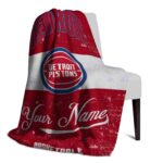 customized detroit pistons grunge texture red white blanket best selling
