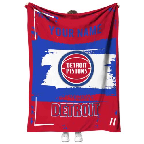 customized detroit pistons paint strokes red white blanket best selling