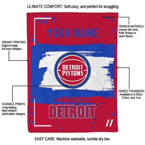 customized detroit pistons paint strokes red white blanket new arrival